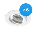 Voordeelpak 6x Noxion Inbouw Spot Drome MR16 Kantelbaar Wit | Zaagmaat 69mm - GU10 Fitting