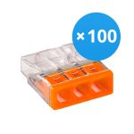 Voordeelpak 100x Wago 2273-203 Lasklem Verbindingsstuk | 3 Kabel Aansluiting